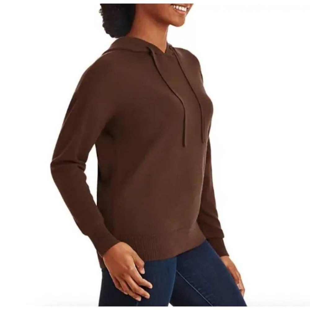 Brown Cashmere Blend Hoodie Sweater Medium Member's Mark Luxury